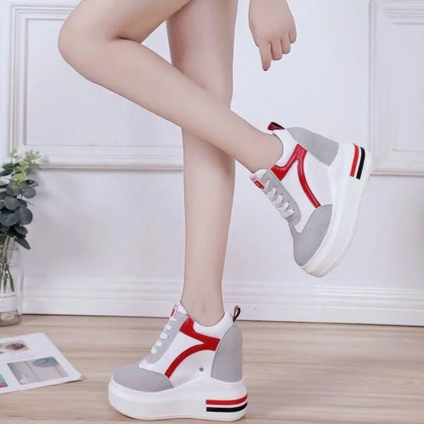 Женская повседневная обувь Спортивная обувь 12 см Повышенная обувь Высокая платформа Обувь Удобная Женская толстые кроссовки Мода Повседневная обувь