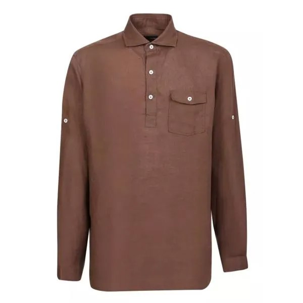 Футболка linen shirt Lardini, коричневый