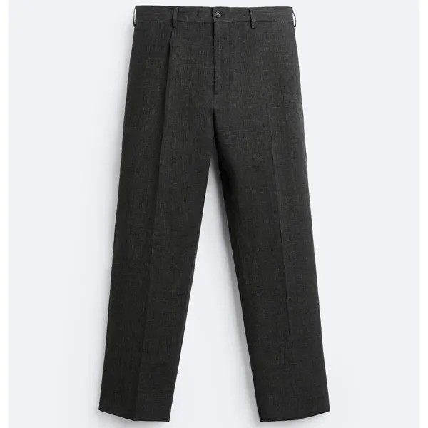 Брюки Zara 100% Linen Houndstooth Suit, темно-серый