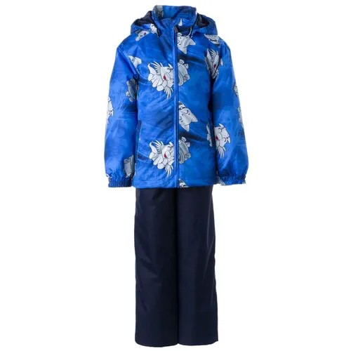 Детский комплект куртка и полукомбинезон HUPPA YOKO, синий с принтом/тёмно-синий 33035, размер 110