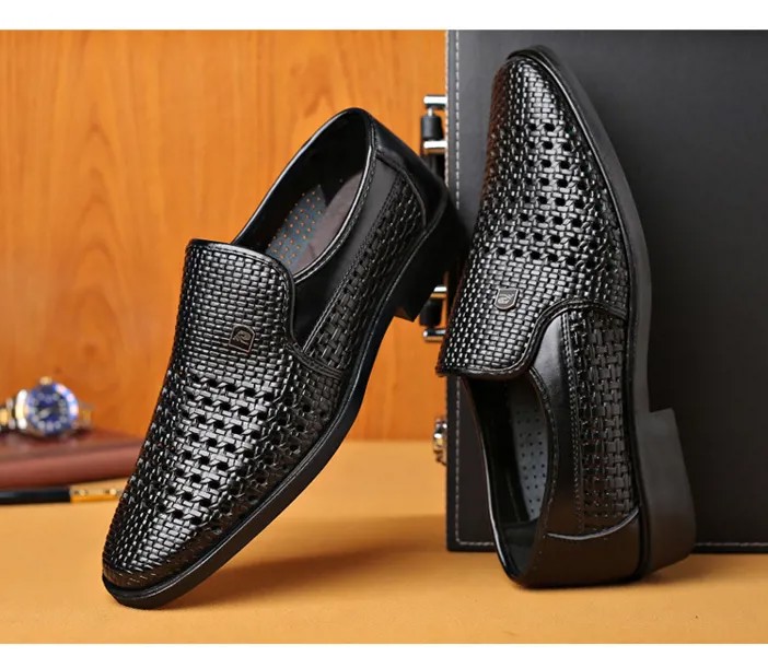Сандалии мужские кожаные дышащие, дышащие туфли с перфорацией, деловая обувь для отца нового года