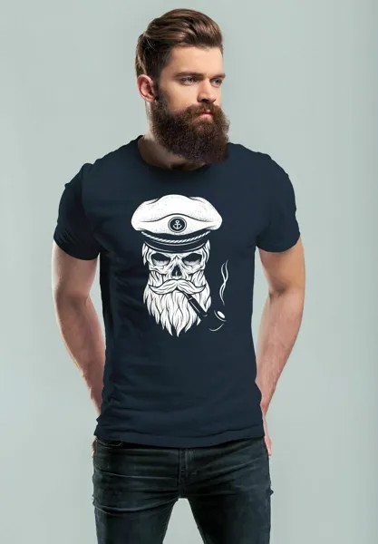 Футболка с принтом TOTENKOPF KAPITÄN HIPSTER Neverless, цвет navy