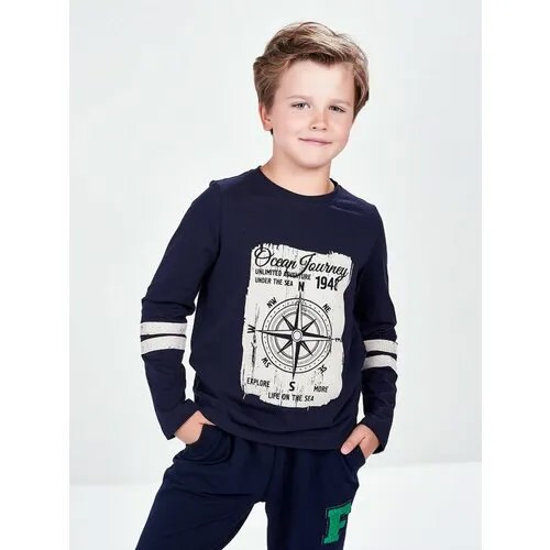Лонгслив Mini Maxi, хлопок, размер 122, синий