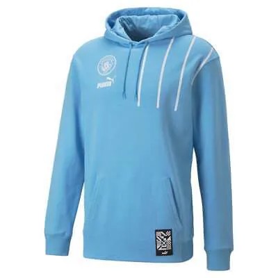 Puma Mcfc Ftblculture Пуловер с капюшоном мужская синяя повседневная верхняя одежда 76779512