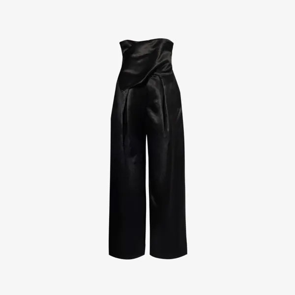 Атласные брюки gleam с высокой посадкой и широкими штанинами Issey Miyake, черный