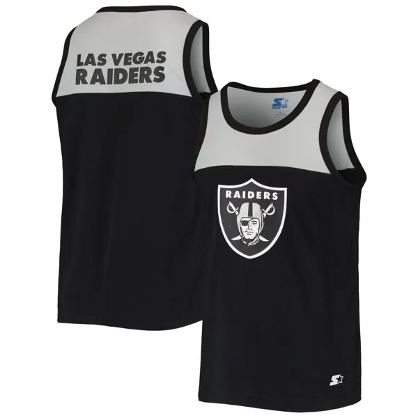 Мужская базовая модная майка Las Vegas Raiders Team Touchdown черного/серебристого цвета Starter