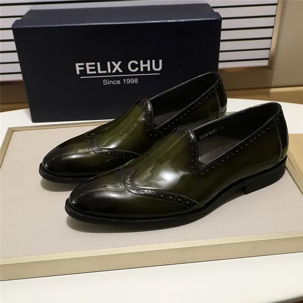 Мужские туфли из лакированной кожи, черные или зеленые однотонные Мокасины с острым носком, без застежек, для вечерние ринки или свадьбы, 2022