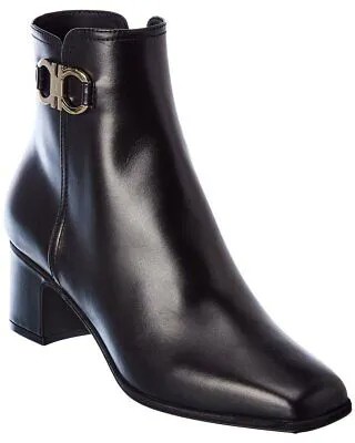 Женские кожаные ботинки Ferragamo Gancini черные 5 C