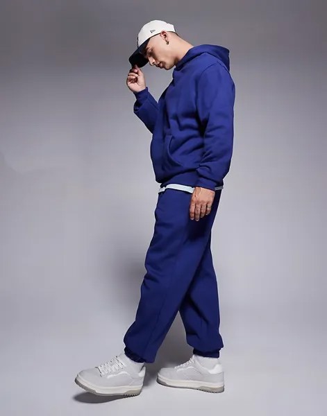 ASOS DESIGN – Premium – толстые джоггеры оверсайз синего цвета, 400 г/м²