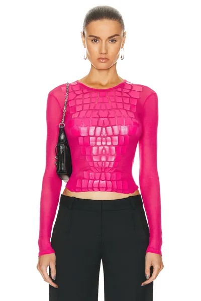 Топ Dion Lee Crocskin Plastisol Long Sleeve, цвет Candy