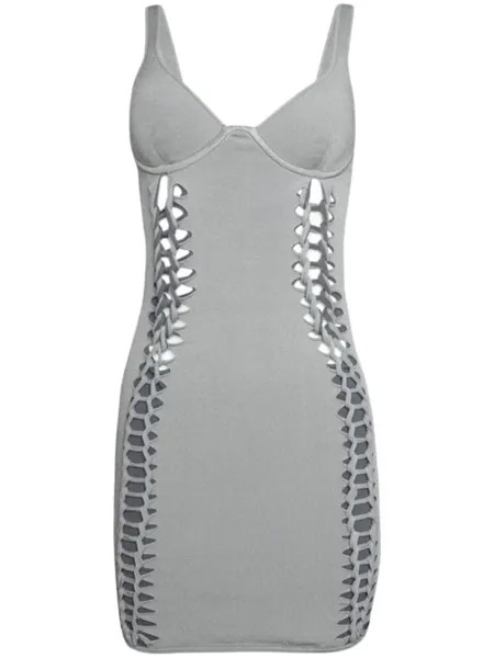 Dion Lee мини-платье с косами, серый