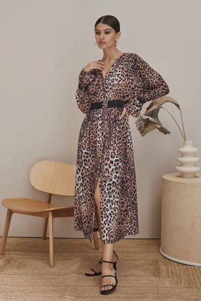 Соблазнительное платье-миди / леопард / XS