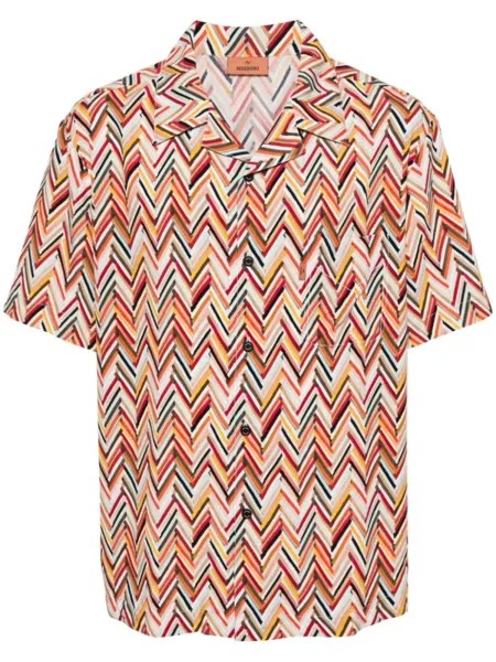 Missoni рубашка с короткими рукавами и узором зигзаг, оранжевый
