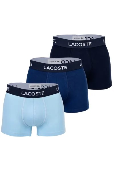 Боксеры с логотипом на поясе - 3 пары Lacoste, синий