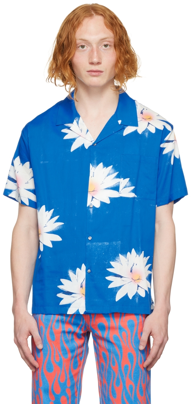 Синяя тропическая рубашка Double Rainbouu