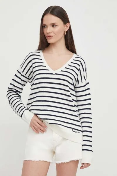 Свитер FRANCES из смесового льна Pepe Jeans, бежевый