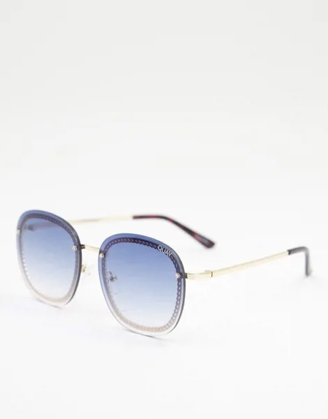 Большие солнцезащитные очки в оправе с цепочкой Quay Jezabell-Голубой