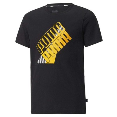 Футболка Puma Power Logo с круглым вырезом и короткими рукавами для мальчиков, молодежная, черная 67009151