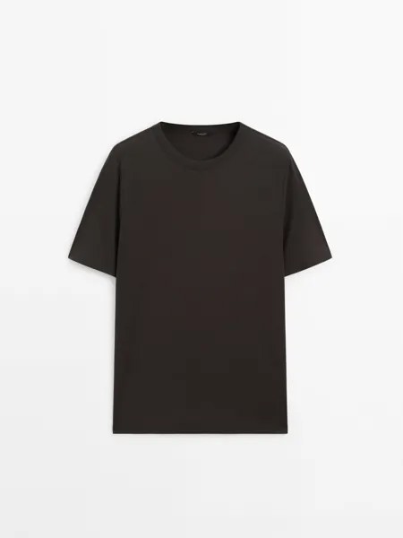 Футболка с коротким рукавом из хлопковой смеси Massimo Dutti, серый