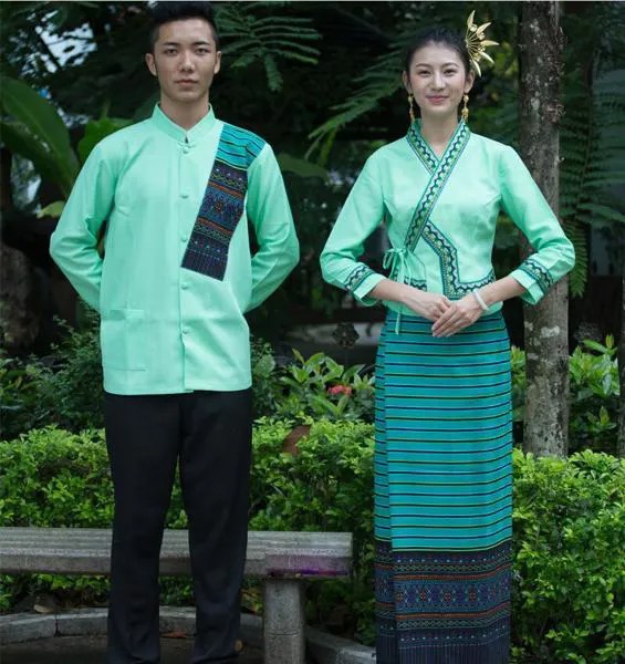 Платье принцессы Тайланд Дай, мужское и женское платье с длинным рукавом, рабочая одежда для отеля, ресторана, костюмы официанта дай, этнический наряд