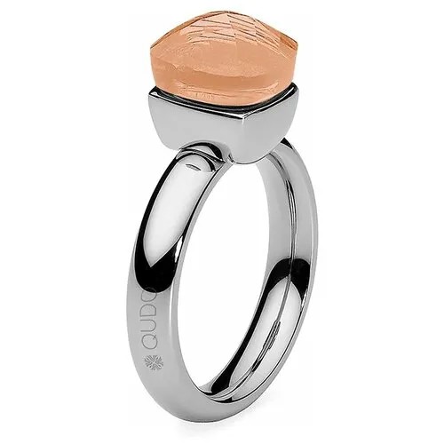 Кольцо Qudo, бижутерный сплав, серебрение, фианит, размер 15.9, оранжевый, серебряный