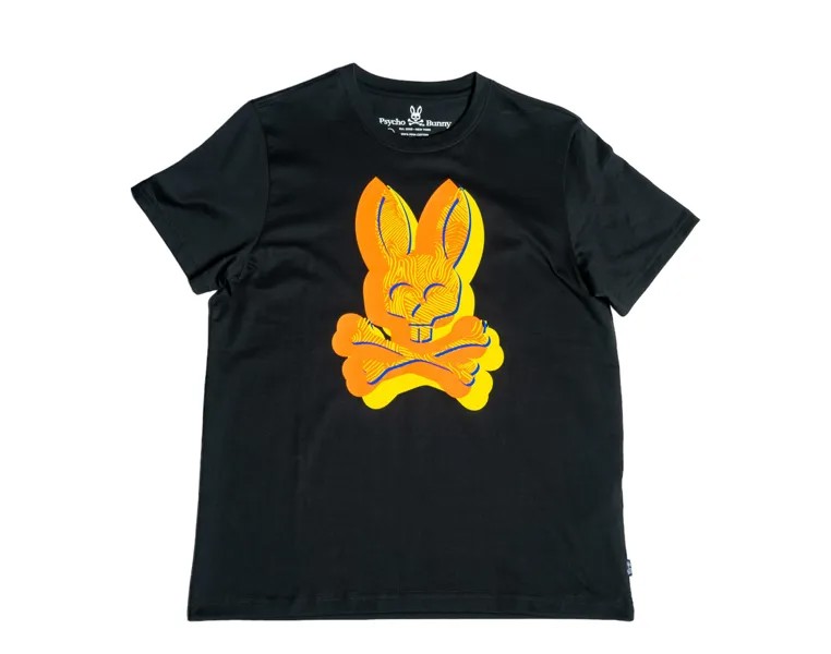 Черная мужская футболка Psycho Bunny Nickolas с рисунком B6U820S1PC-BLK, черный