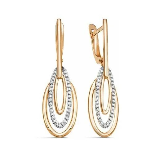Серьги Del'ta, золото, 585 проба, фианит