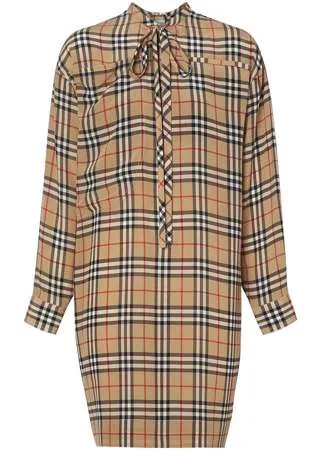 Burberry платье в клетку Vintage Check с завязками