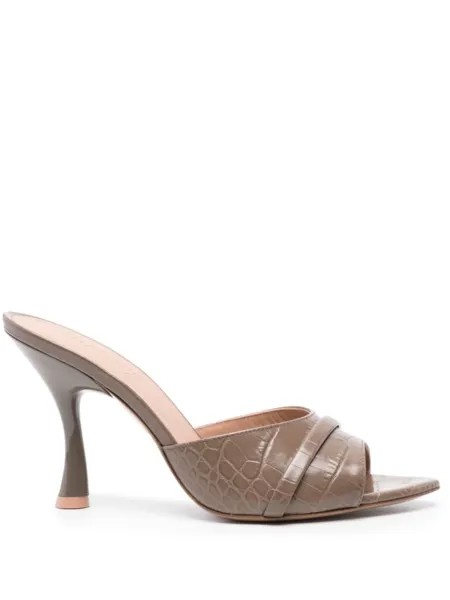 Malone Souliers босоножки Julia 90 с тиснением под кожу крокодила, нейтральный цвет