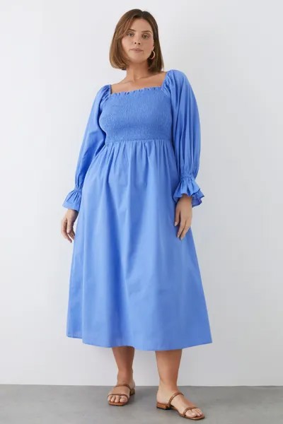 Платье миди с присборенным лифом Curve Dorothy Perkins, синий