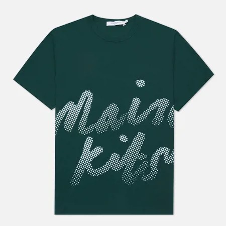 Мужская футболка Maison Kitsune Handwriting Classic, цвет зелёный, размер L