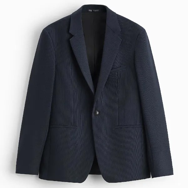 Пиджак Zara Textured Suit, темно-синий