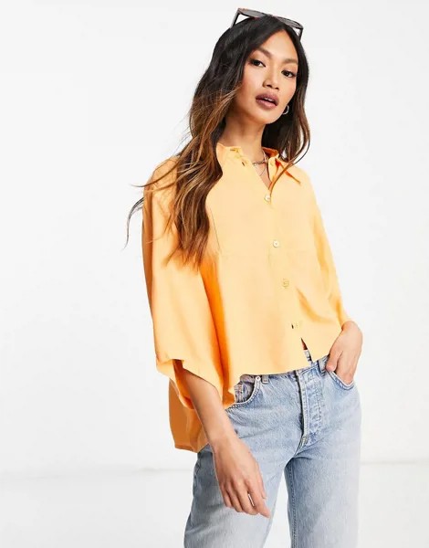 Оранжевая укороченная блузка на пуговицах Weekday Heidi-Оранжевый цвет