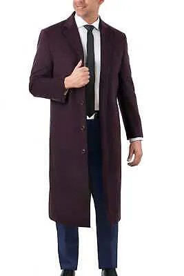 Мужское однотонное бордовое длинное шерстяное кашемировое пальто стандартной посадки, верхнее пальто