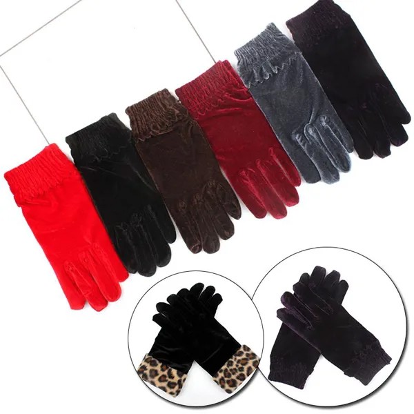 1Pair Thicken Твердый цвет упругие Golves Wrist Mittens Бархатная мода Теплые Golves женщин Accessoires