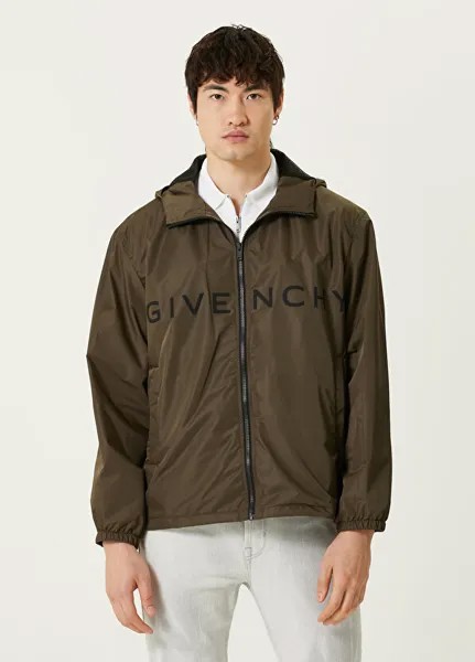 Хаки пальто с капюшоном Givenchy