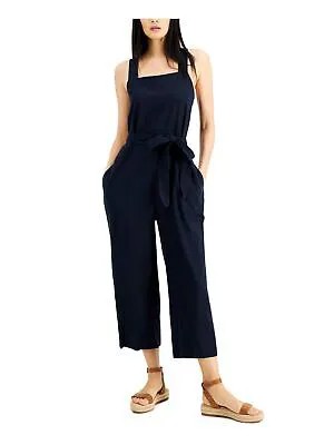 INC DRESS Женский темно-синий комбинезон без рукавов с поясом и квадратным вырезом и широкими штанинами 12