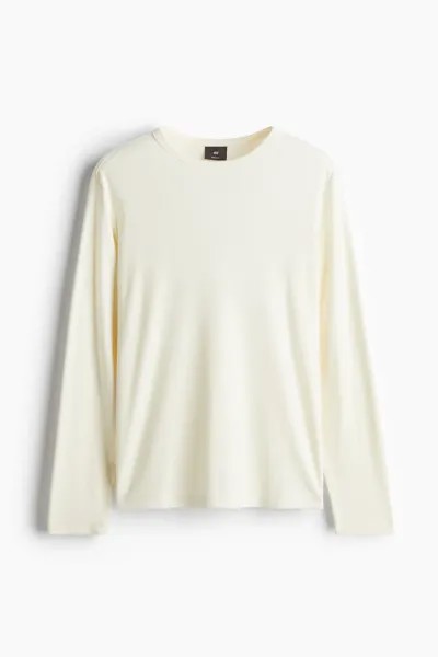 Лонгслив из джерси H&M A/W 2024 Regular Fit, белый