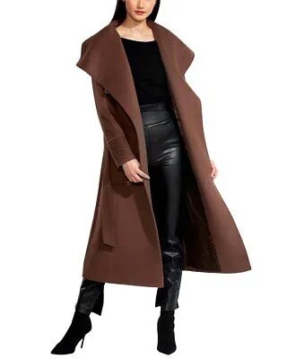 Sentaler длинное пальто с широким воротником из шерсти и альпаки, женское пальто с запахом, размер S