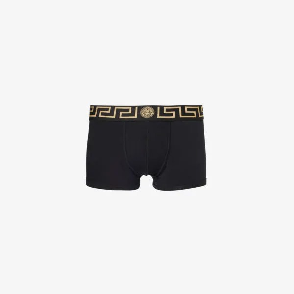 Плавки из эластичного хлопка с поясом с логотипом Versace, черный