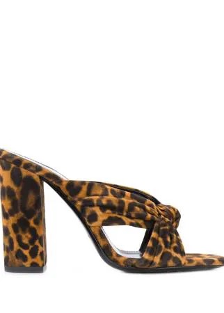 Saint Laurent мюли Loulou 100 с леопардовым принтом
