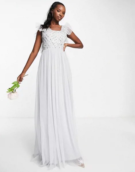 Свадебное струящееся платье макси серого цвета Frock and Frill-Серый