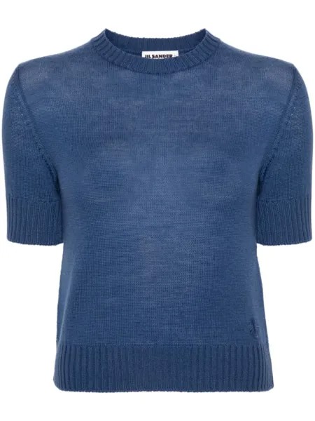 Jil Sander шерстяной джемпер с декором JW, синий