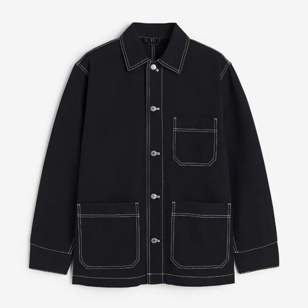 Куртка-рубашка H&M Regular Fit Cotton Canvas, черный