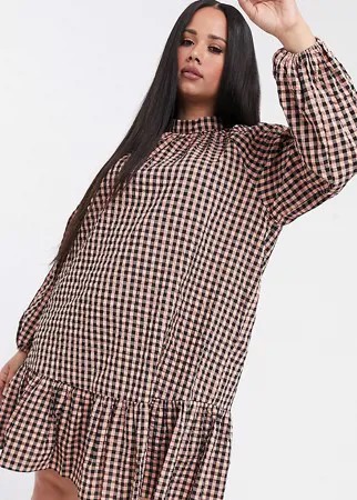 Свободное платье мини в клетку ASOS DESIGN Curve-Многоцветный