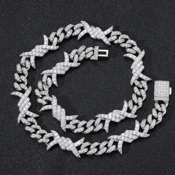 Ожерелье Scooya Miami в стиле хип-хоп мужское, кубинская цепь с цирконами 15 мм, ожерелье в стиле панк-рок с инкрустацией из меди для хипстеров, хип-...