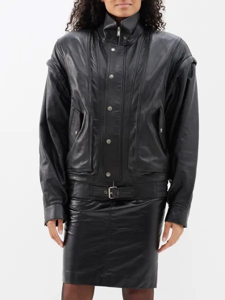 Кожаная куртка-блузон Saint Laurent, черный