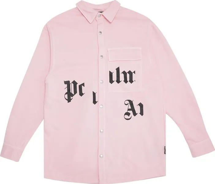 Рубашка Palm Angels Broken Logo Button Down Shirt 'Pink/Black', розовый