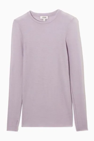 Лонгслив COS Merino Wool, сиреневый