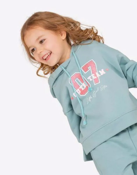 Мятное худи oversize с принтом для девочки Gloria Jeans